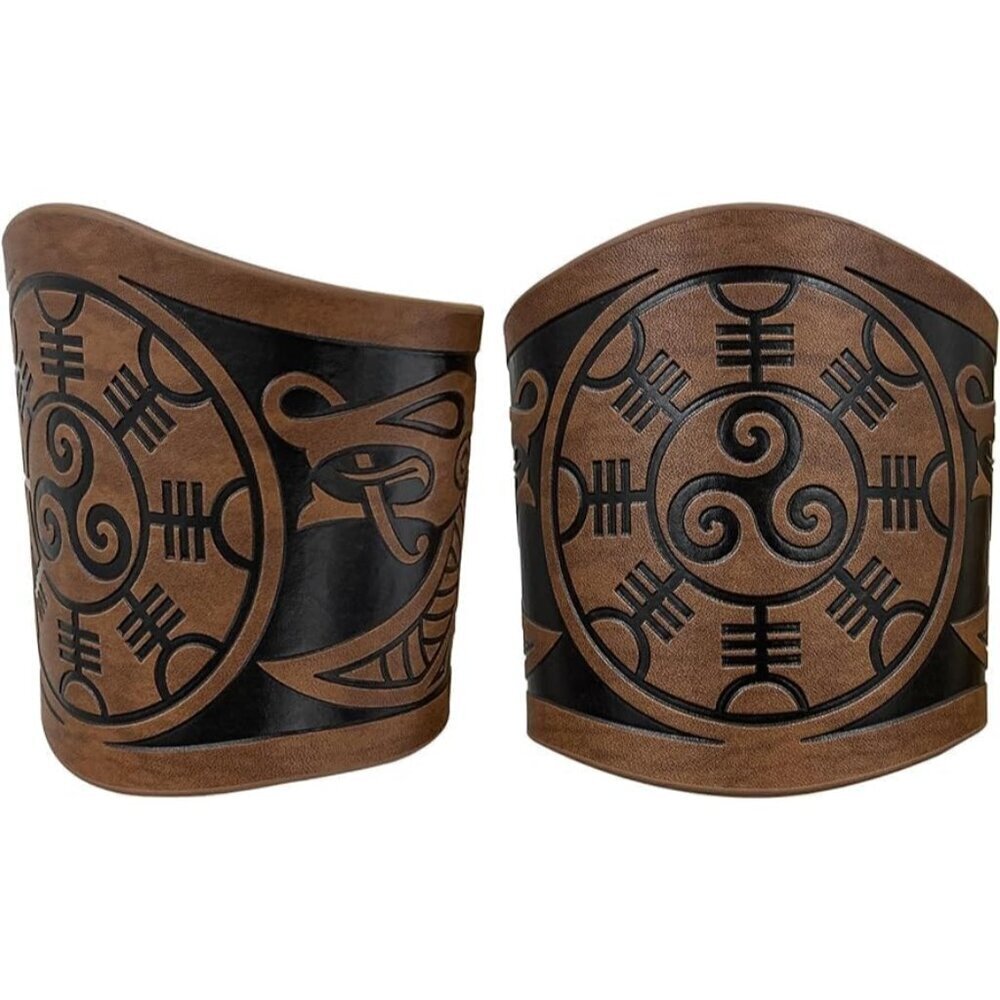 Medieval Faux Leather Dragon Bracers Unisex Viking Cosplay LARP Armor